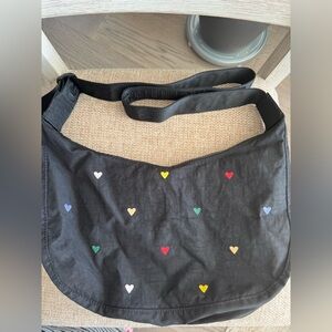 Baggu Embroidered Hearts Medium Crescent Bag